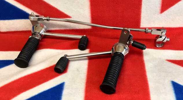 Norton and Triumph Triton cafe racer stainless steel fully adjustable rearsets with brake light switch